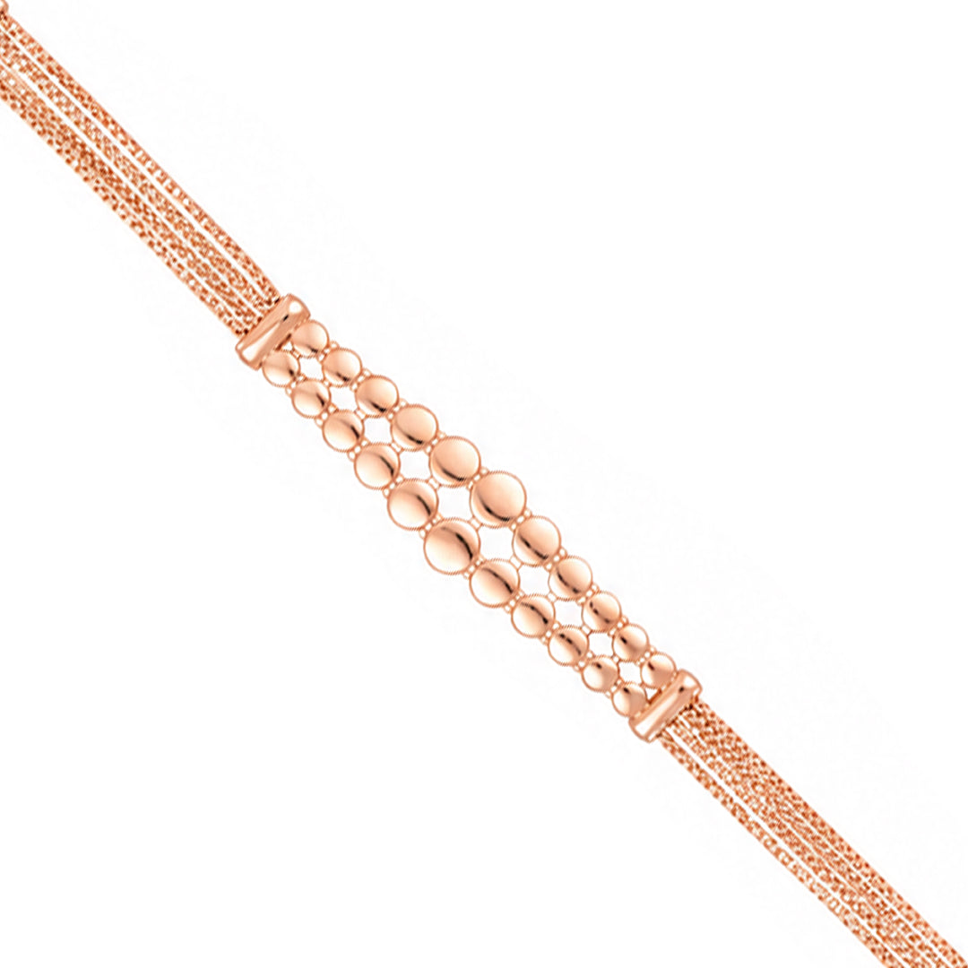 Modern Geometric Dual-Tier Disc Rose Gold Silver Bracelet