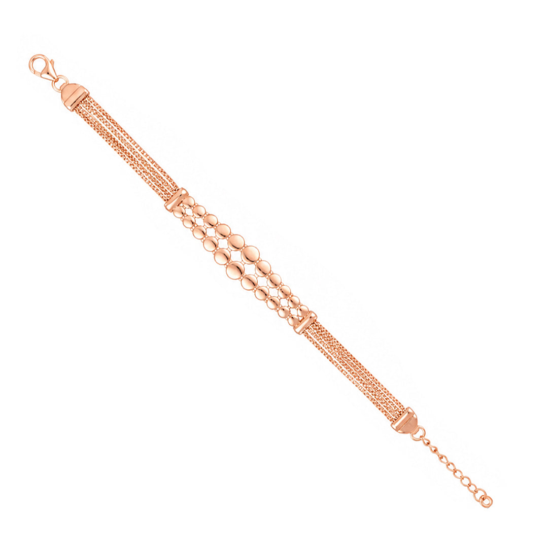 Modern Geometric Dual-Tier Disc Rose Gold Silver Bracelet