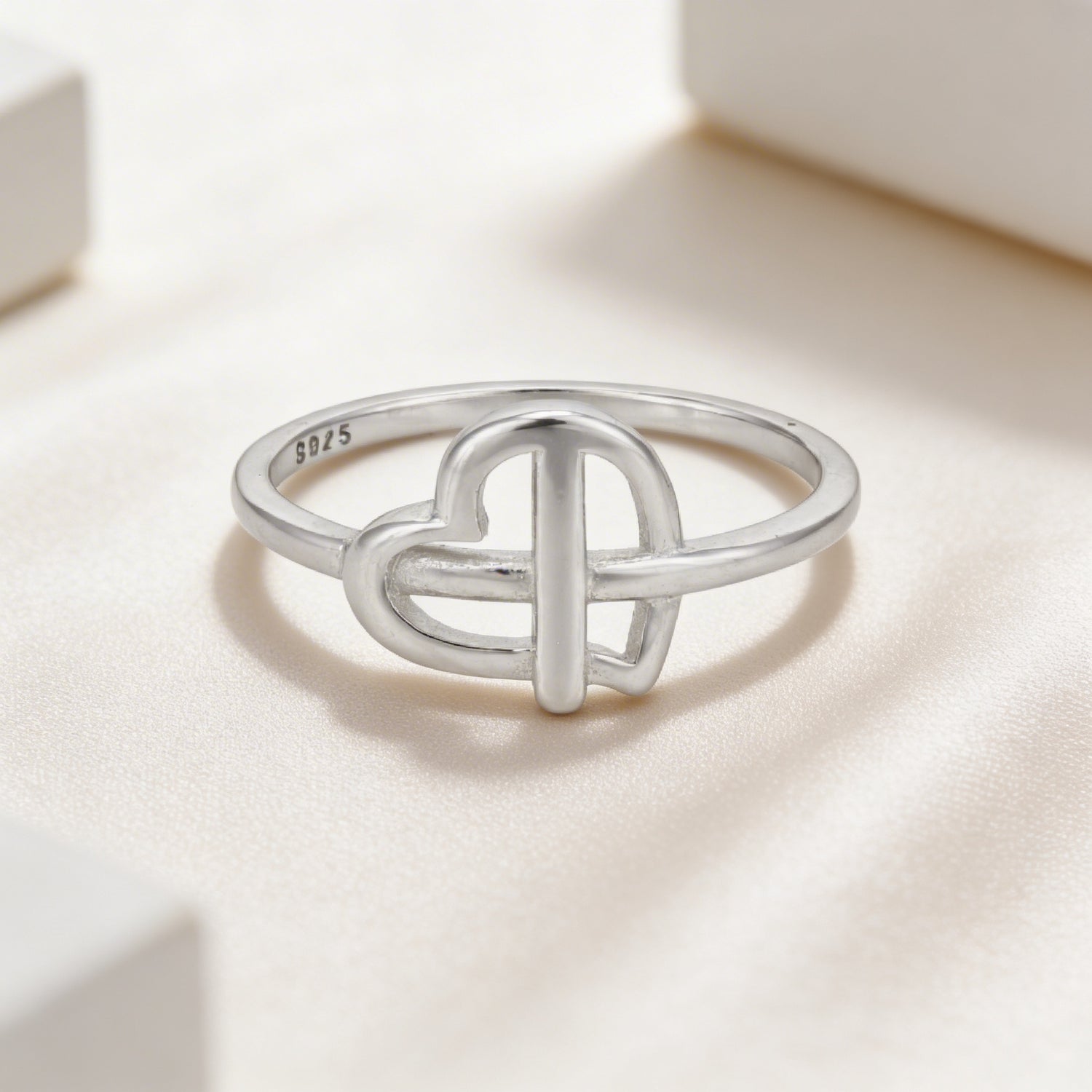 Modern Heart Knot 925 Sterling Silver Ring for Women