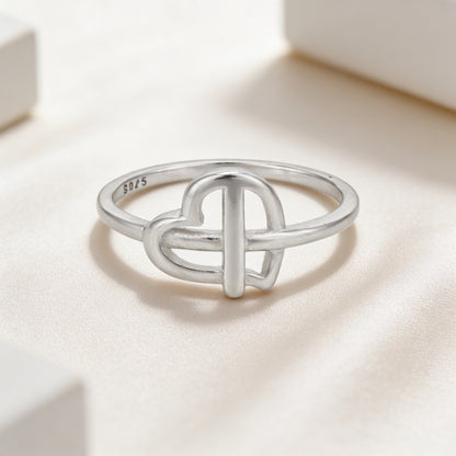 Modern Heart Knot 925 Sterling Silver Ring for Women