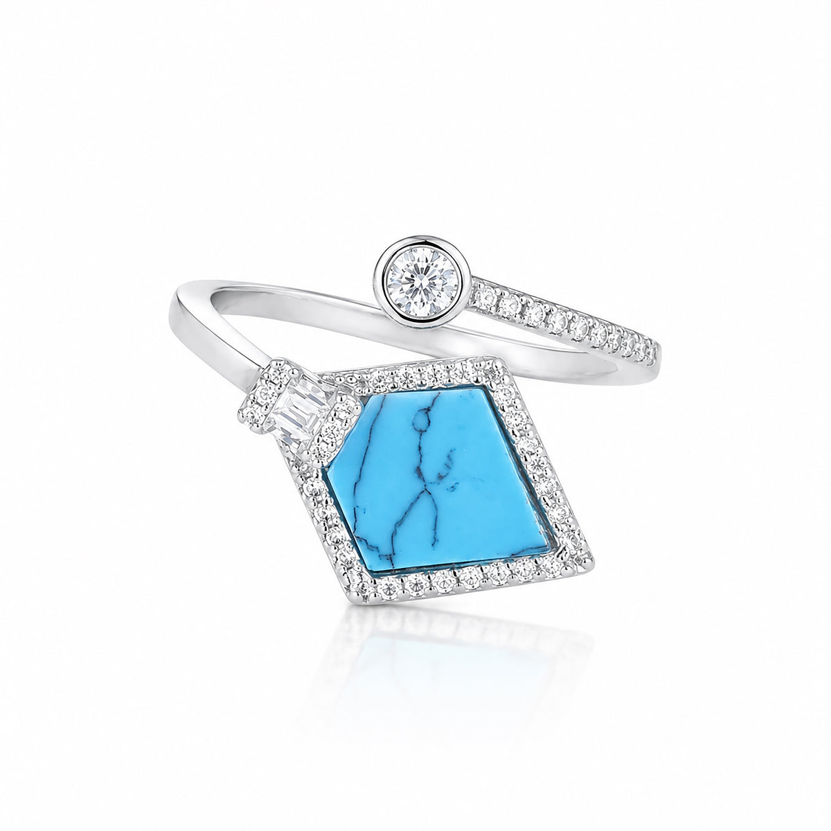 Modern Kite Blue Halo Silver Ring
