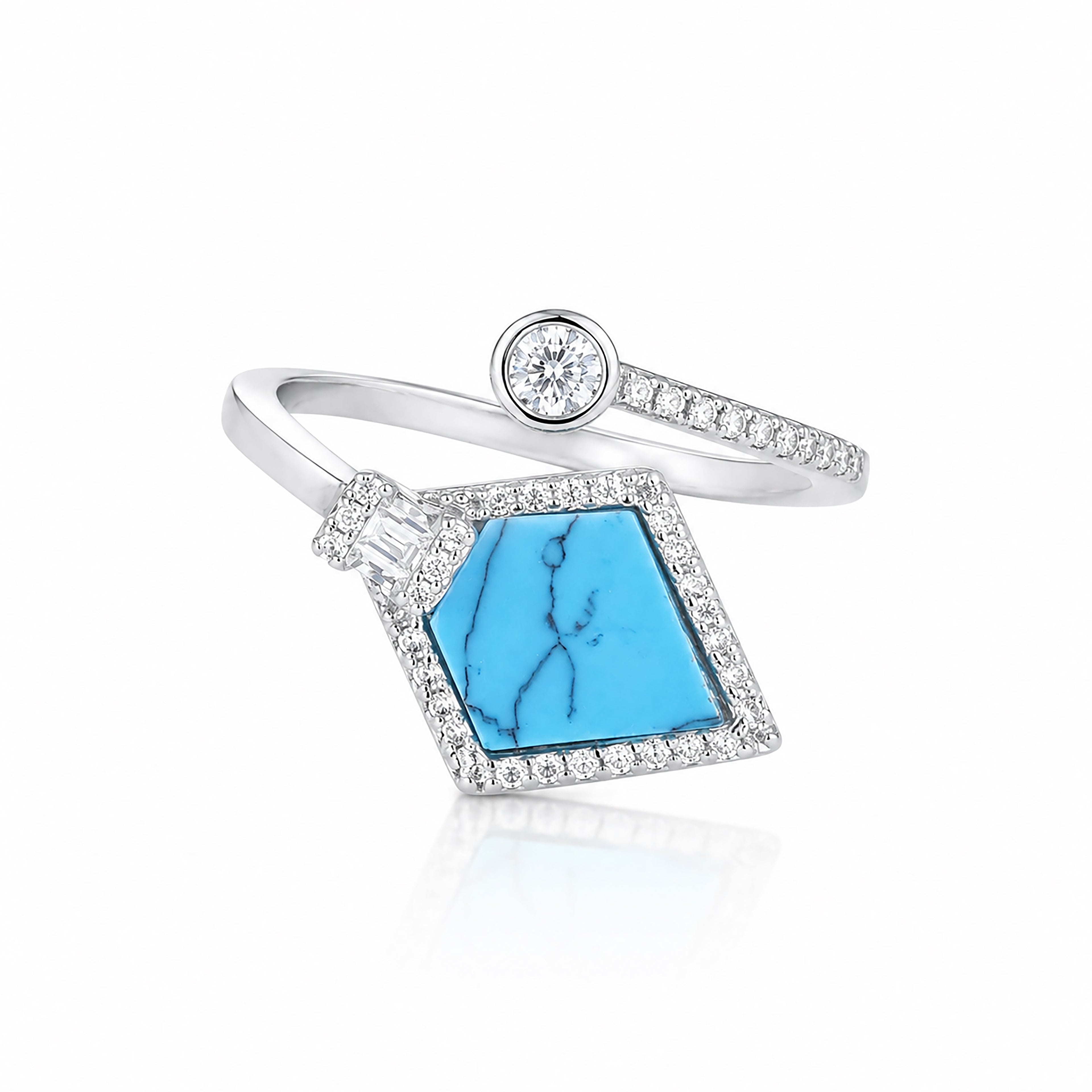 Modern Kite Blue Halo Silver Ring