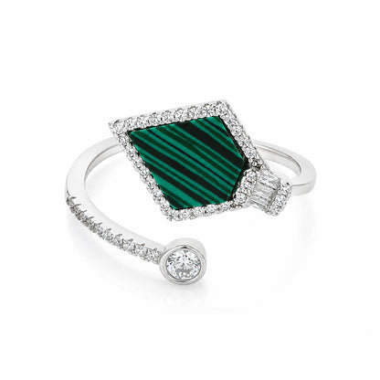 Modern Kite Malachite Sterling Silver Ring