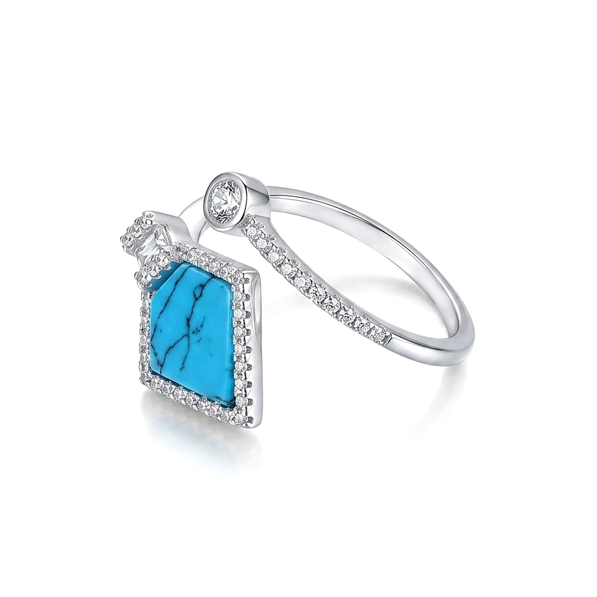Modern Kite Blue Halo Silver Ring