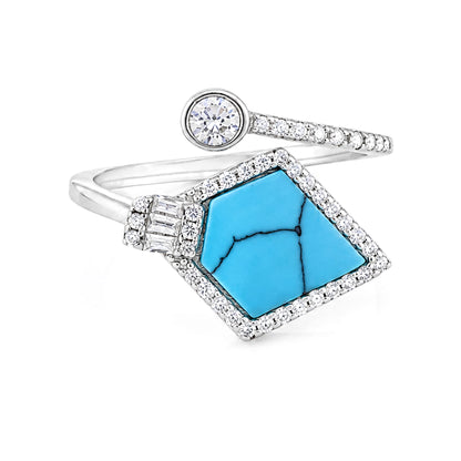 Modern Kite Blue Halo 925 Sterling Silver Ring for women