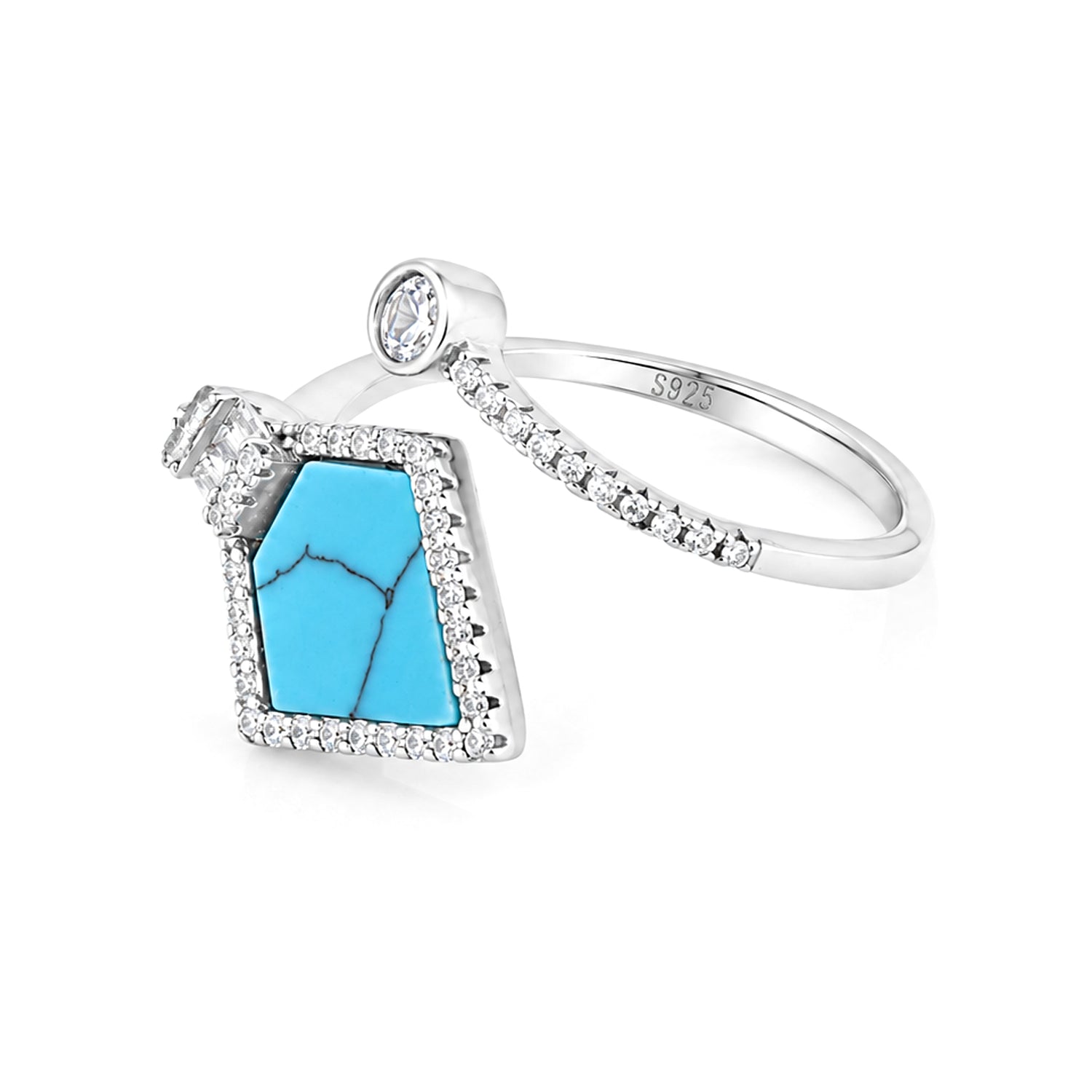 Modern Kite Blue Halo 925 Sterling Silver Ring for women