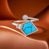Modern Kite Blue Halo 925 Sterling Silver Ring for women