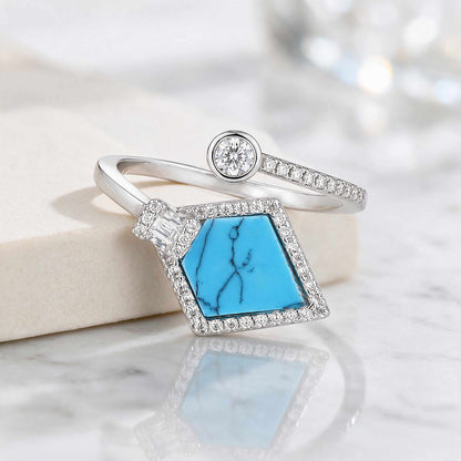 Modern Kite Blue Halo Silver Ring