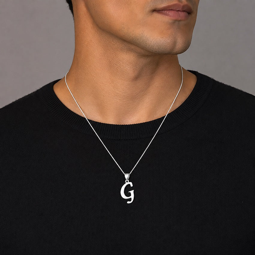Modern Letter G 925 Sterling Silver Pendant for Men