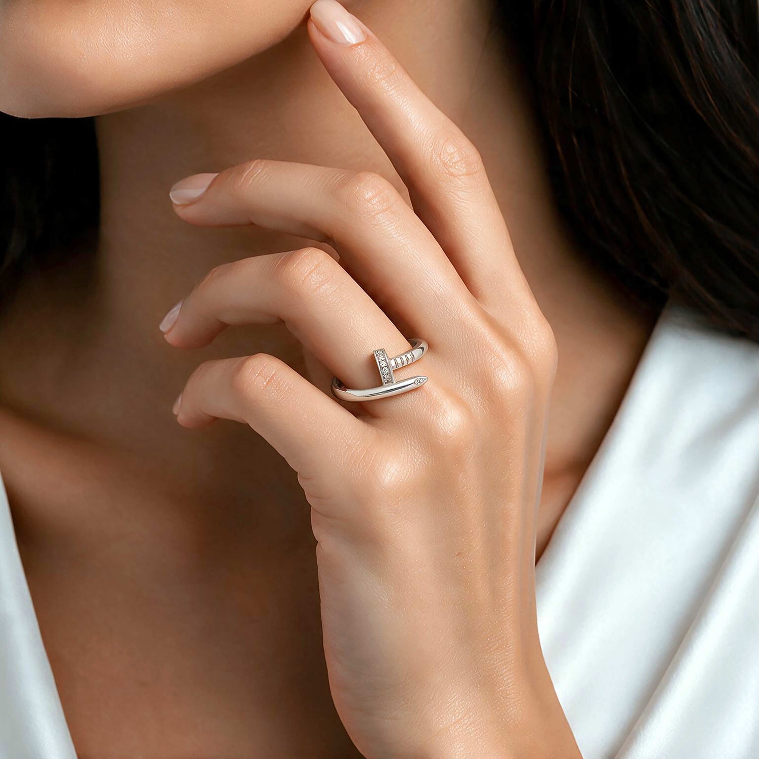 Modern Metallic Twist 925 Sterling Silver Ring for Women