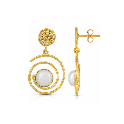 Modern Moonstone Swirl 925 Sterling Silver Earrings