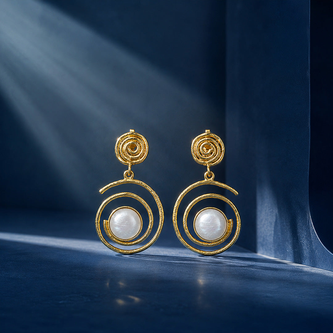 Modern Moonstone Swirl 925 Sterling Silver Earrings