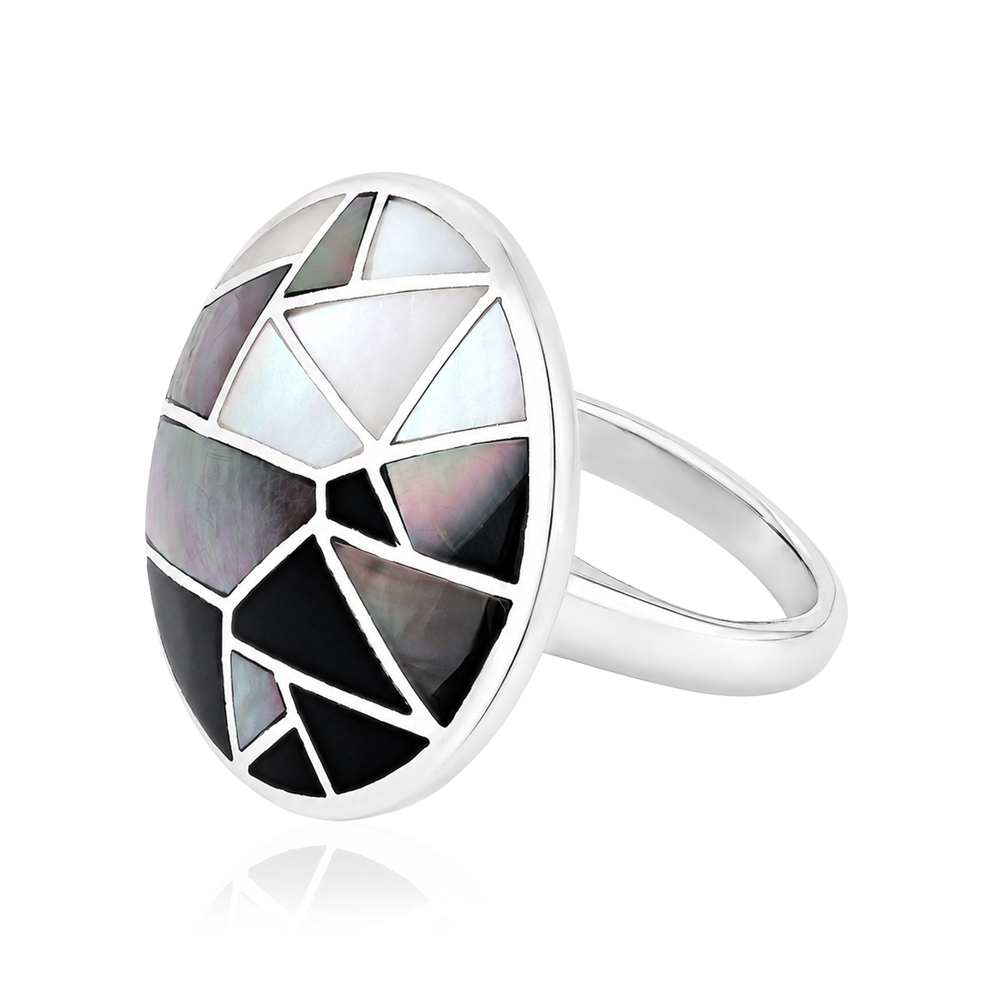 Modern Mosaic 925 Sterling Silver Cocktail Ring