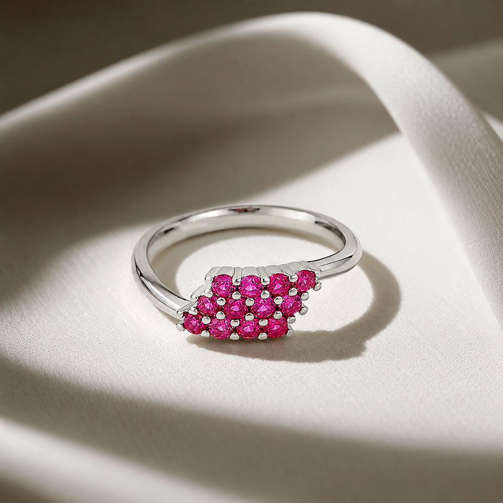Modern Pink Cluster 925 Sterling Silver Ring for Women