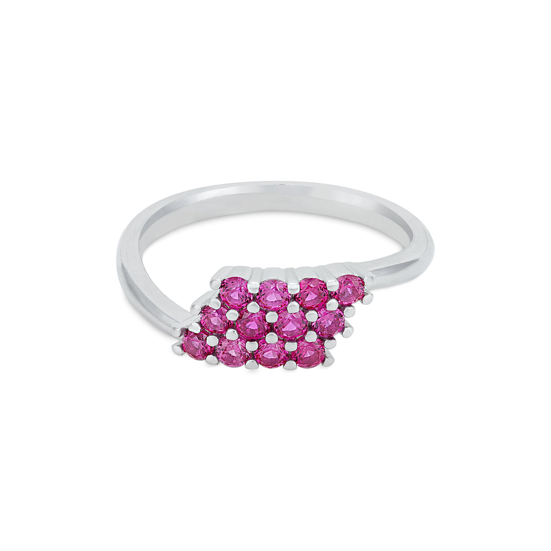 Modern Pink Cluster 925 Sterling Silver Ring for Women