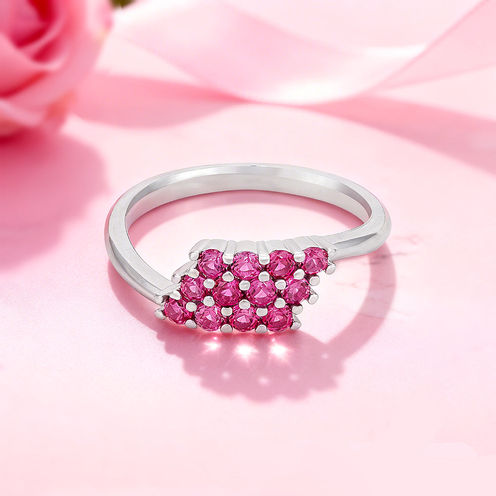 Modern Pink Cluster 925 Sterling Silver Ring for Women