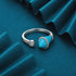 Modern Pyramid Blue Spark Silver Ring