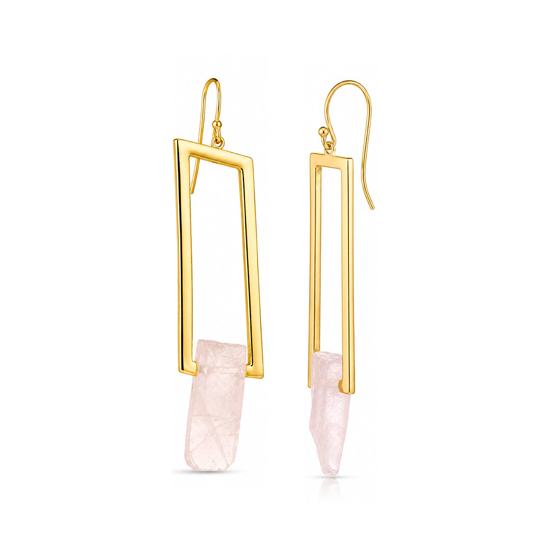 Modern Rectangle 925 Sterling Silver Quartz Drop Earrings