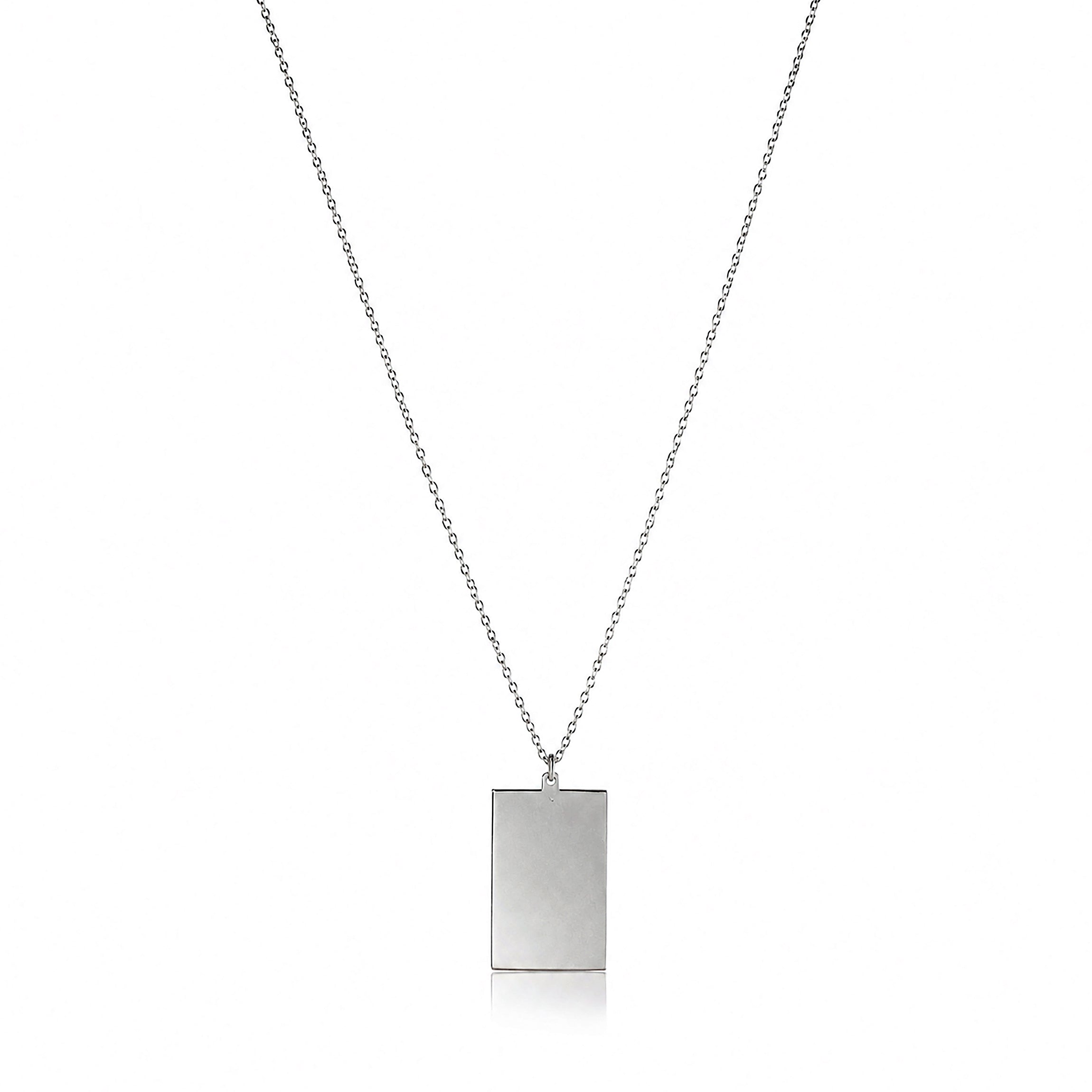 Modern Rectangular Tag 925 Sterling Silver Chain