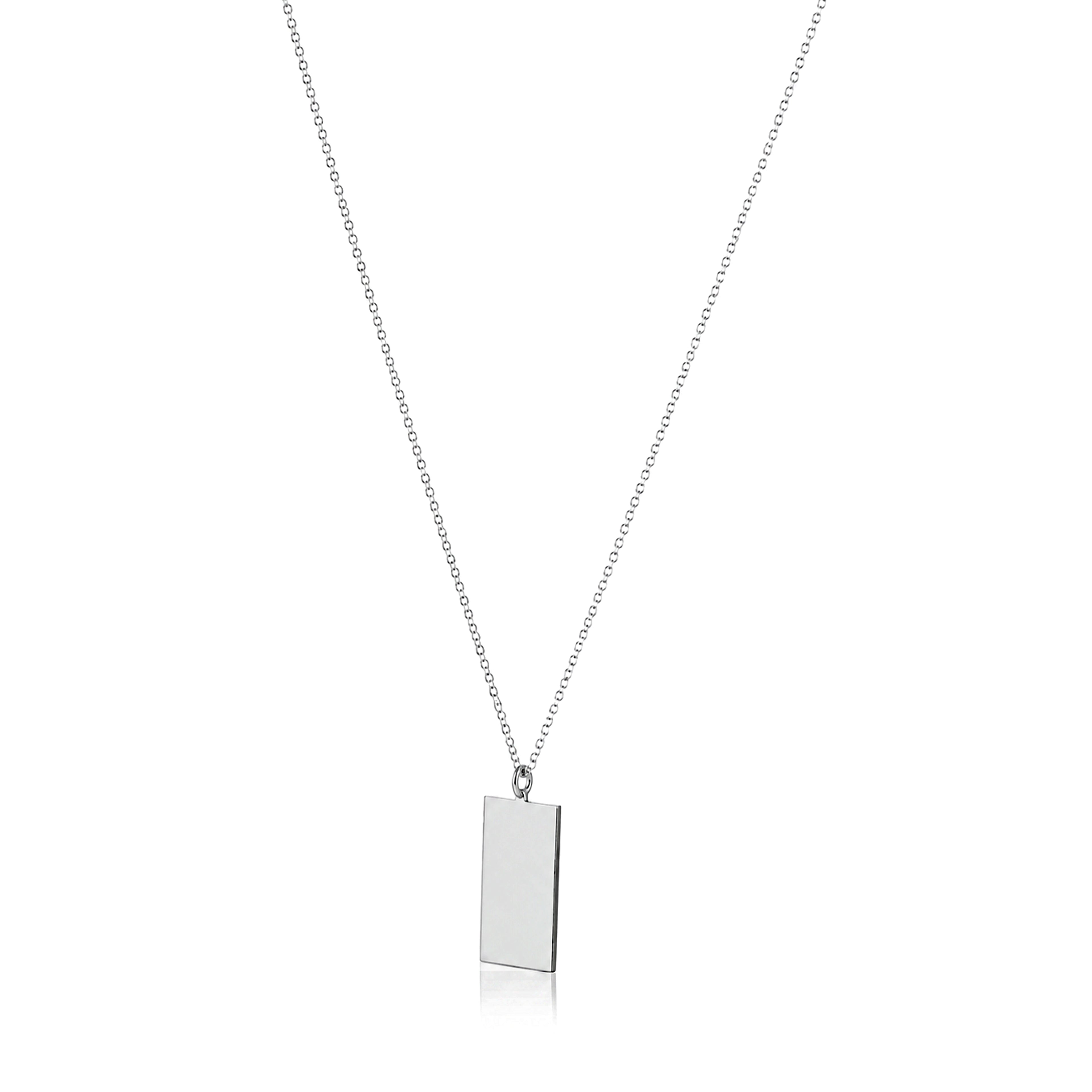 Modern Rectangular Tag 925 Sterling Silver Chain