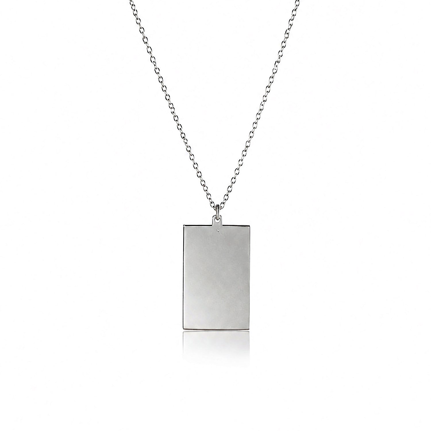 Modern Rectangular Tag 925 Sterling Silver Chain