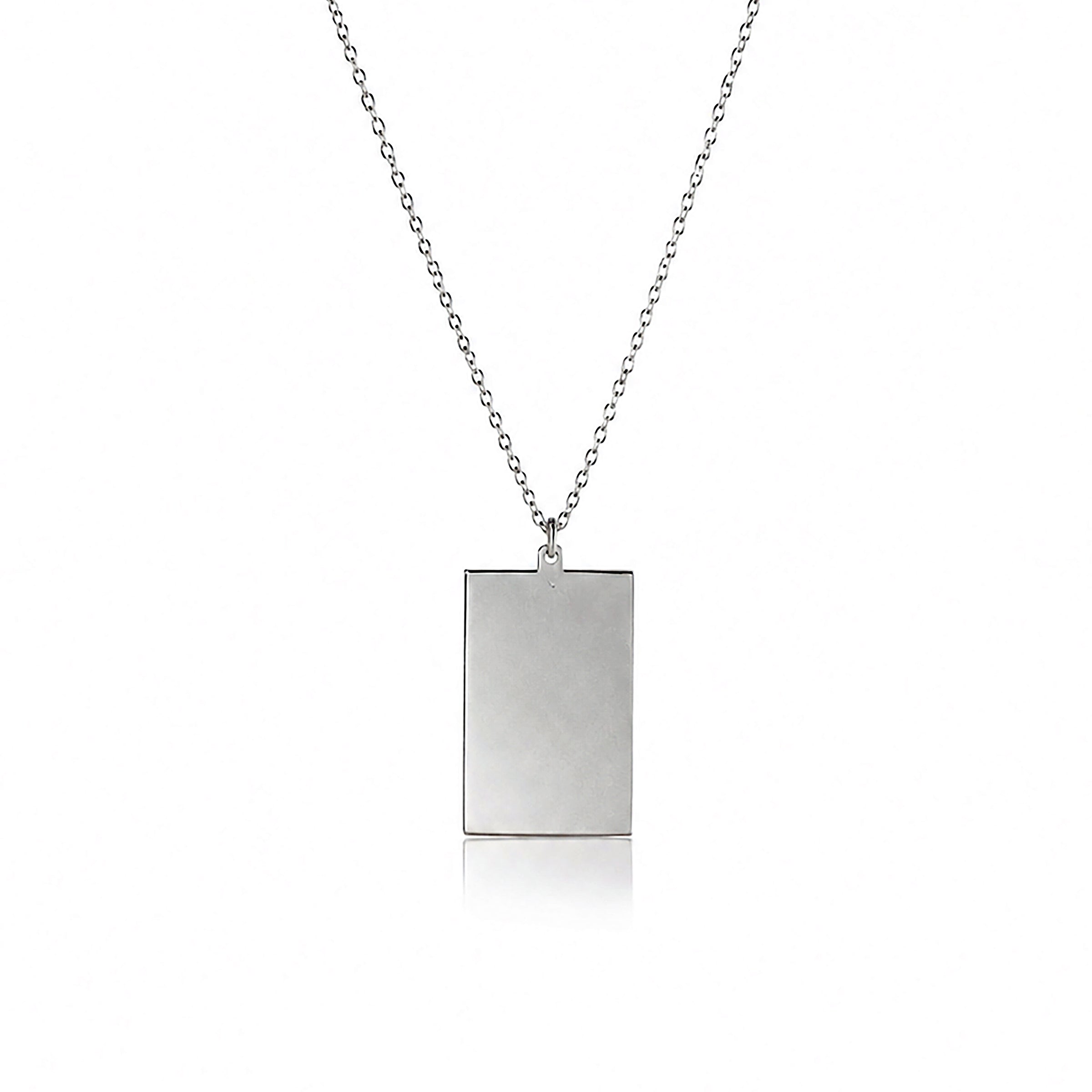 Modern Rectangular Tag 925 Sterling Silver Chain