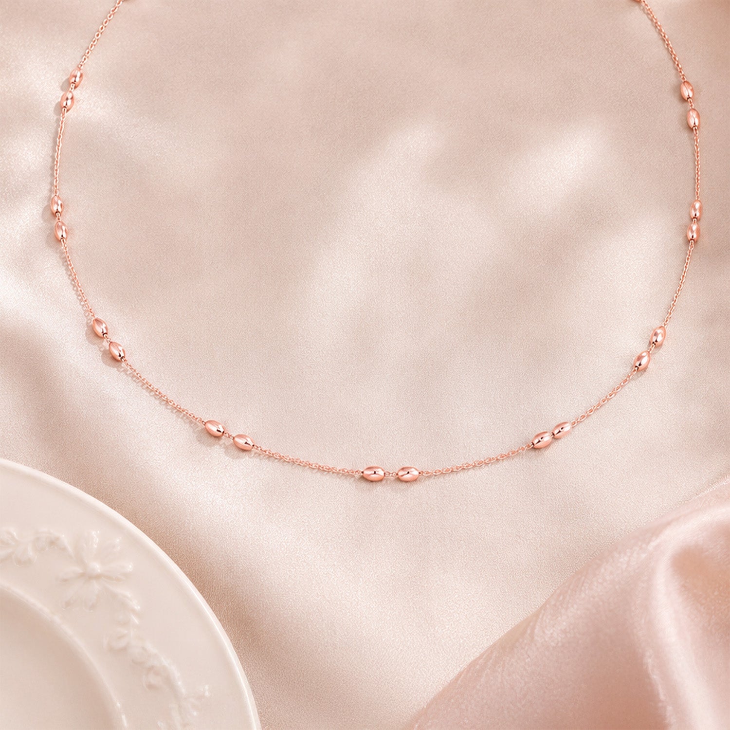 Modern RoseGold Beaded Layered 925 Sterling Silver Chain for women