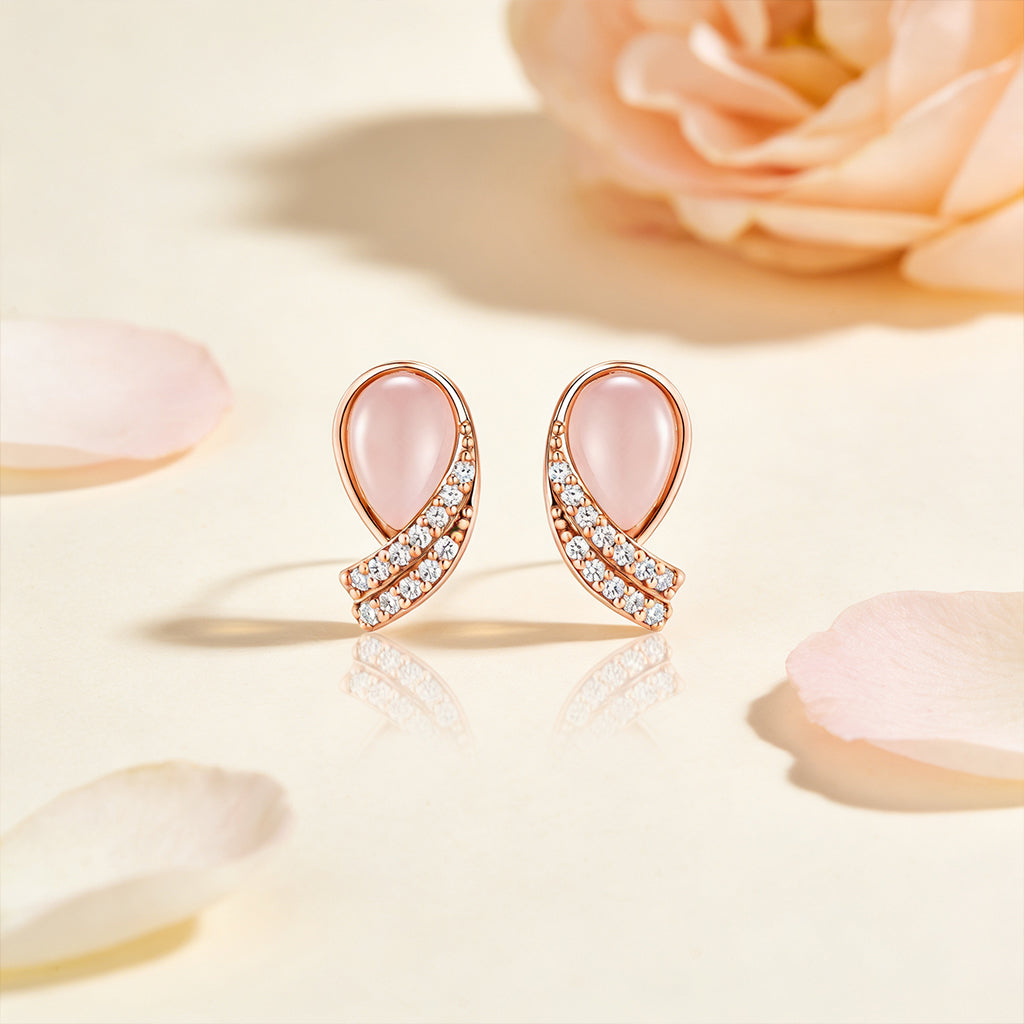 Modern Rose Curve Sparkle 925 Sterling Silver Stud for Women