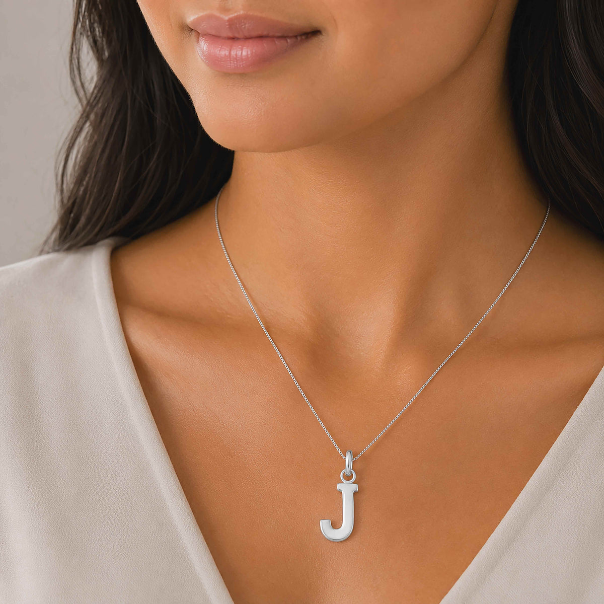 Modern Script J 925 Sterling Silver Pendant for Women