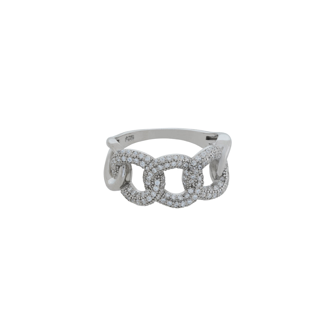 Modern Silver Chain Ring