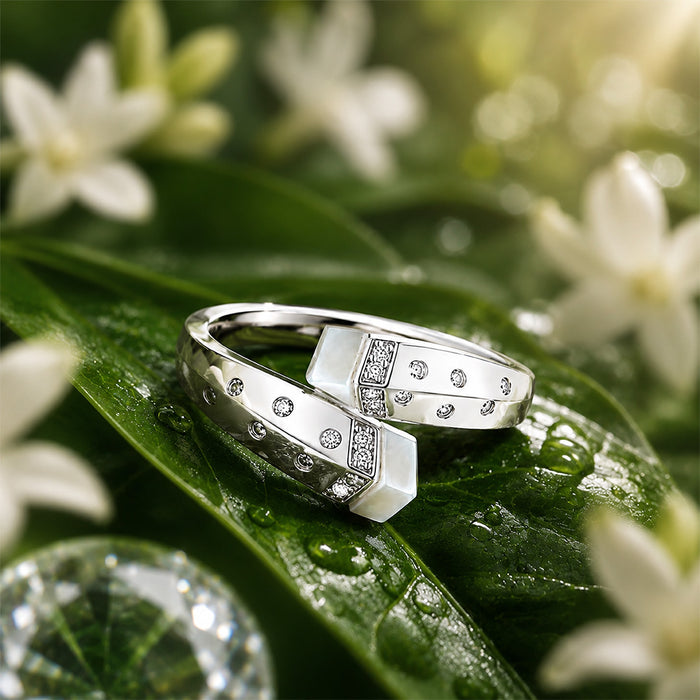 Modern White Enamel 925 Sterling Silver Designer Ring