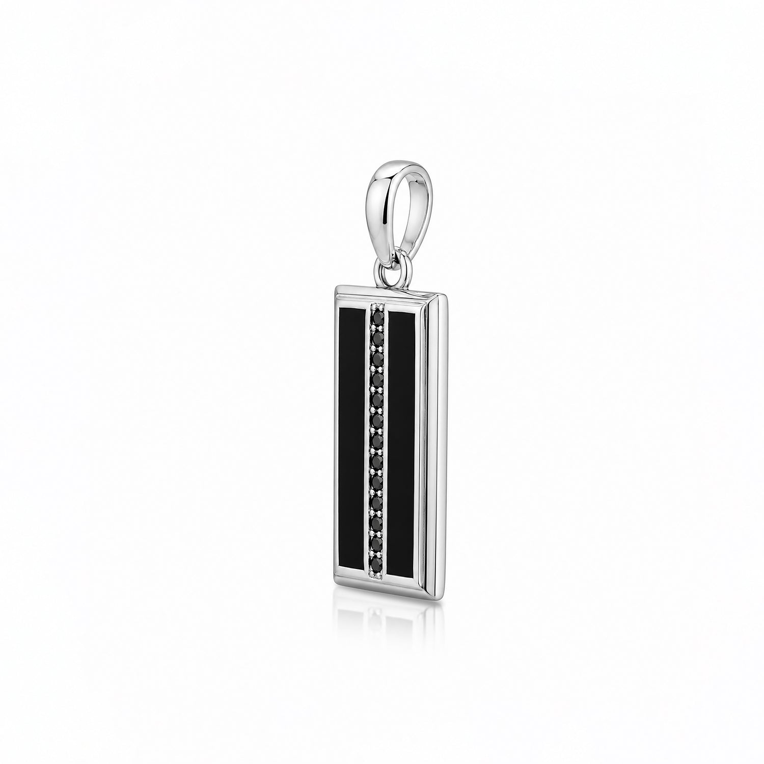 Modernist Rectangle Onyx &amp; Black Crystal Pendant