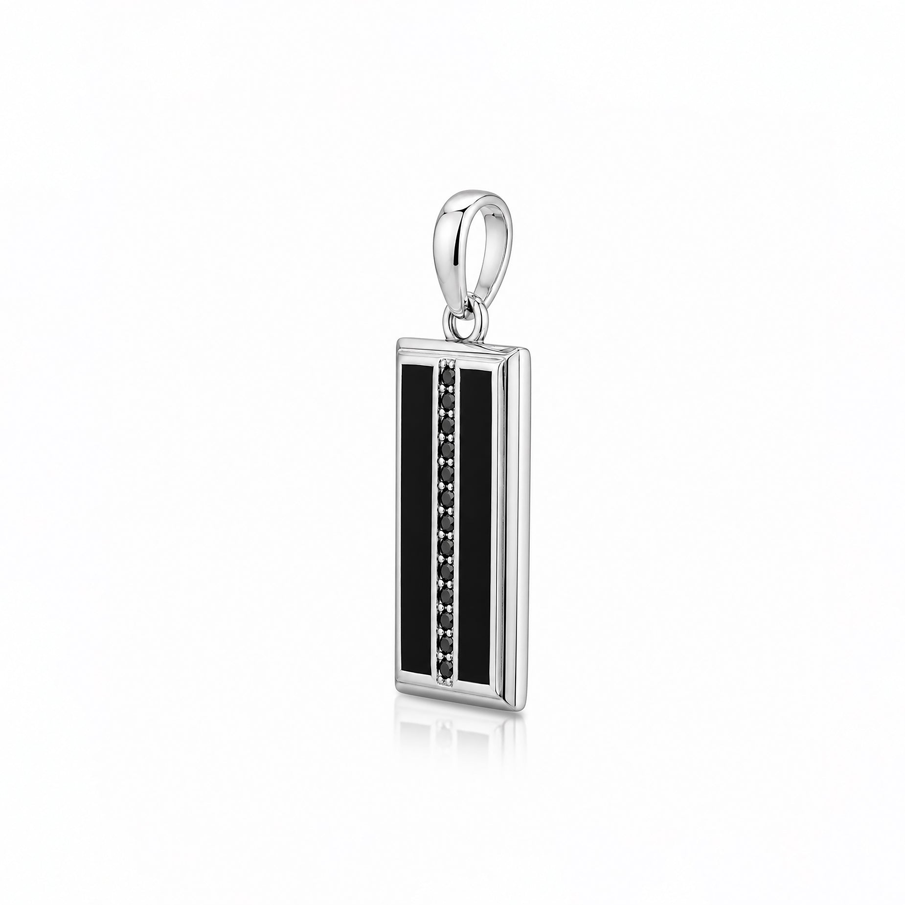Modernist Rectangle Onyx &amp; Black Crystal Pendant