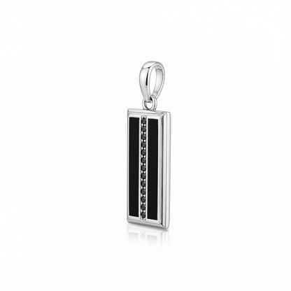 Modernist Rectangle Onyx &amp; Black Crystal Pendant