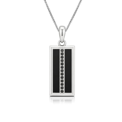 Modernist Rectangle Onyx &amp; Black Crystal Pendant