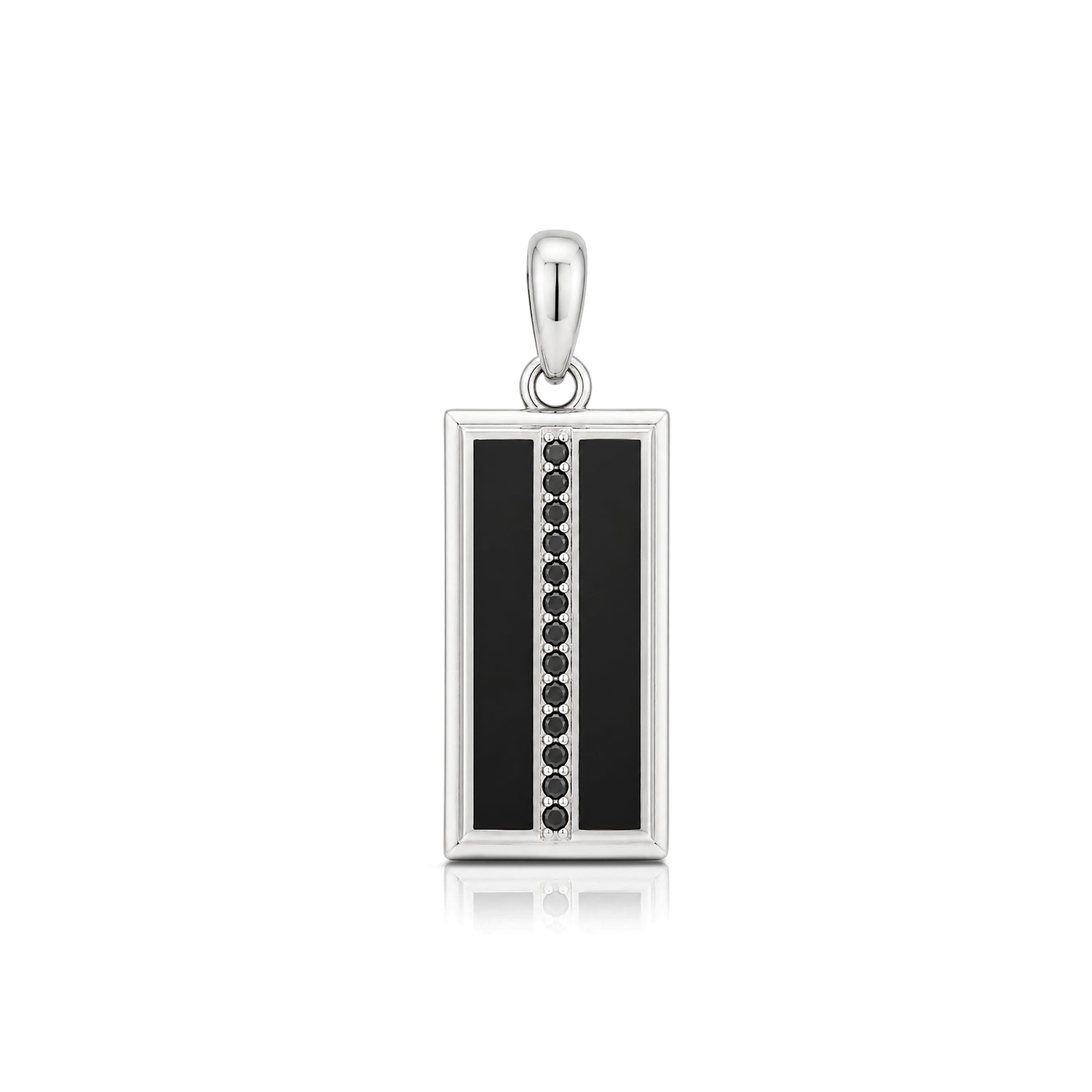 Modernist Rectangle Onyx &amp; Black Crystal Pendant