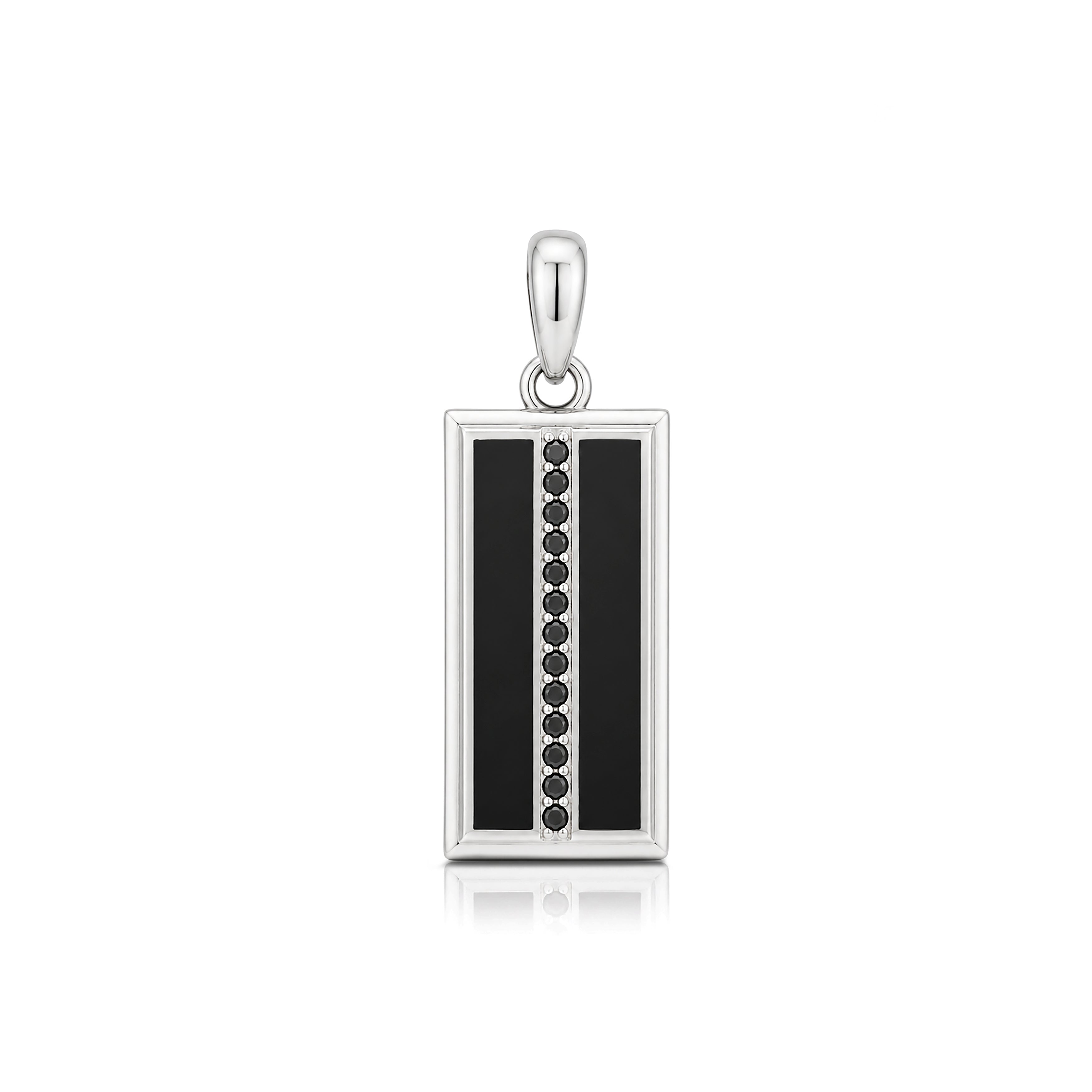 Modernist Rectangle Onyx &amp; Black Crystal Pendant