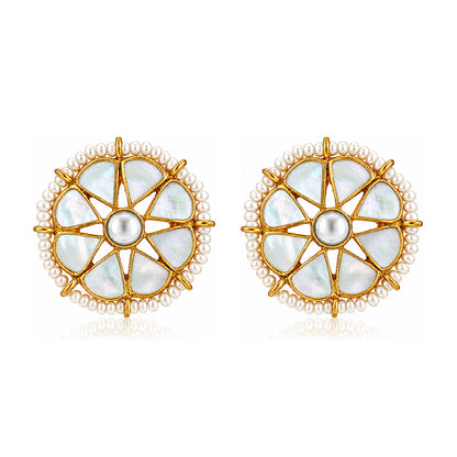 Moonlit Pearl Chakra 925 Sterling Silver Statement Earrings