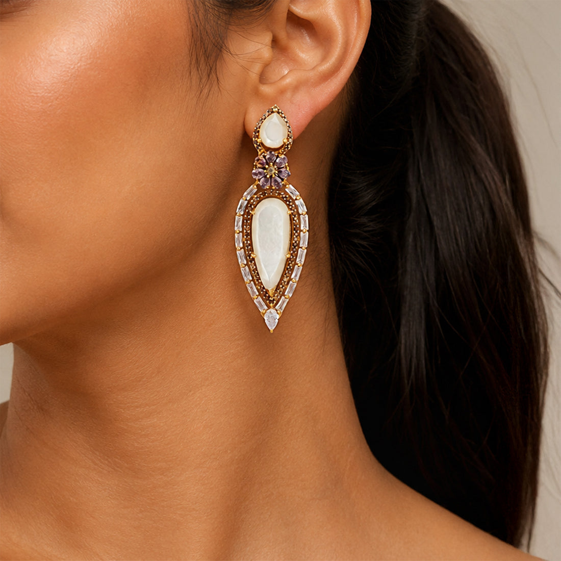 Moonstone Chandelier 925 Sterling Silver Earrings