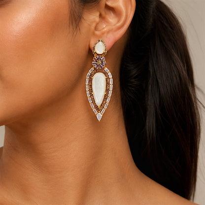 Moonstone Chandelier 925 Sterling Silver Earrings