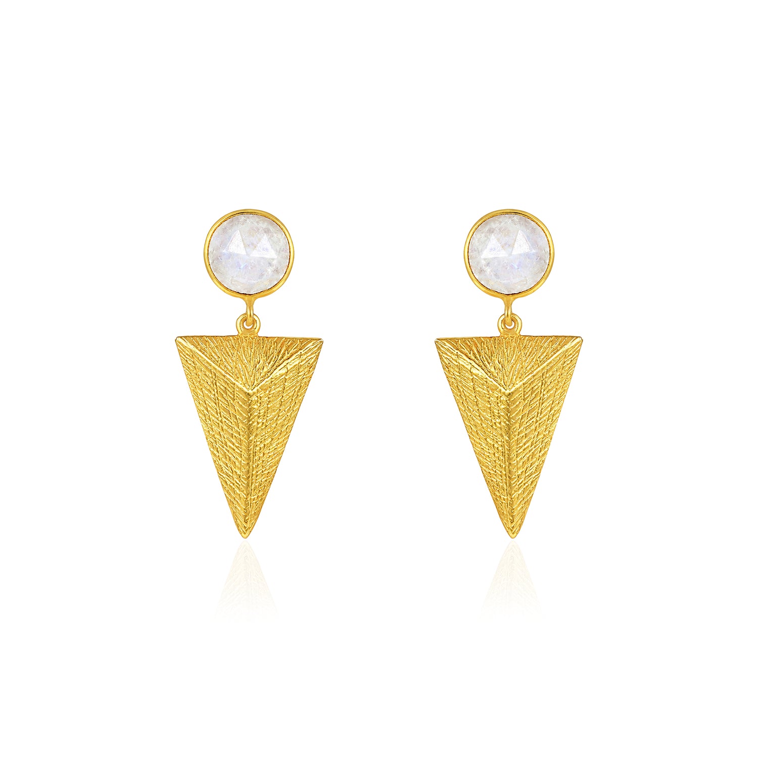 Moonstone Arrow Drop 925 Sterling Silver Statement Earrings