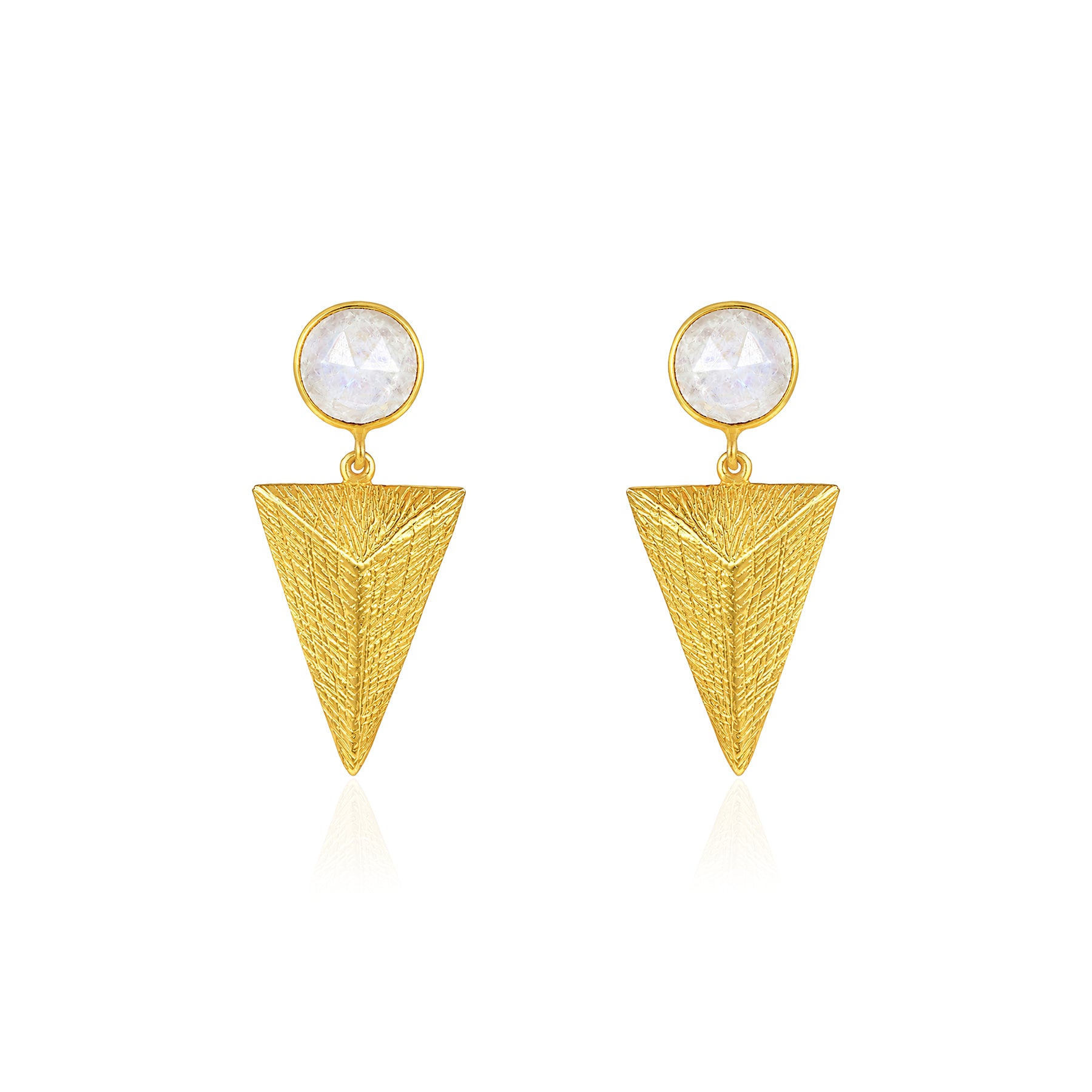 Moonstone Arrow Drop 925 Sterling Silver Statement Earrings