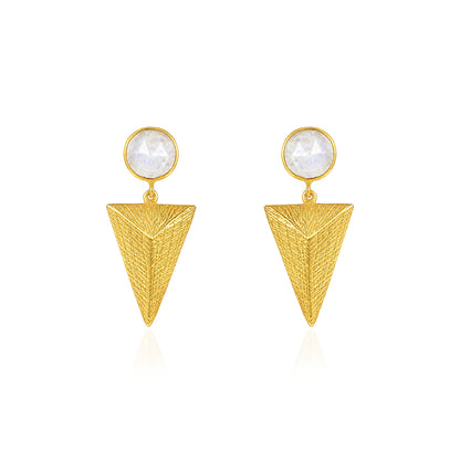 Moonstone Arrow Drop 925 Sterling Silver Statement Earrings