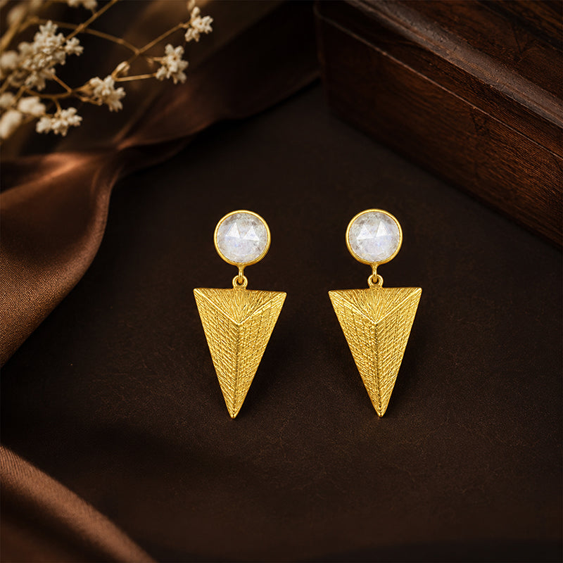 Moonstone Arrow Drop 925 Sterling Silver Statement Earrings