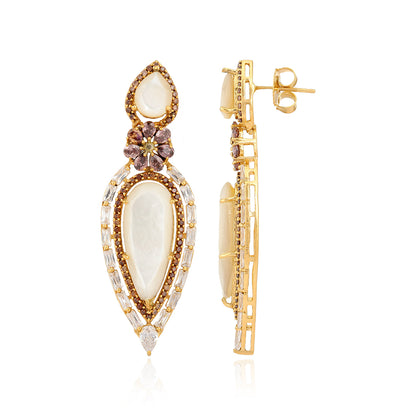 Moonstone Chandelier 925 Sterling Silver Earrings