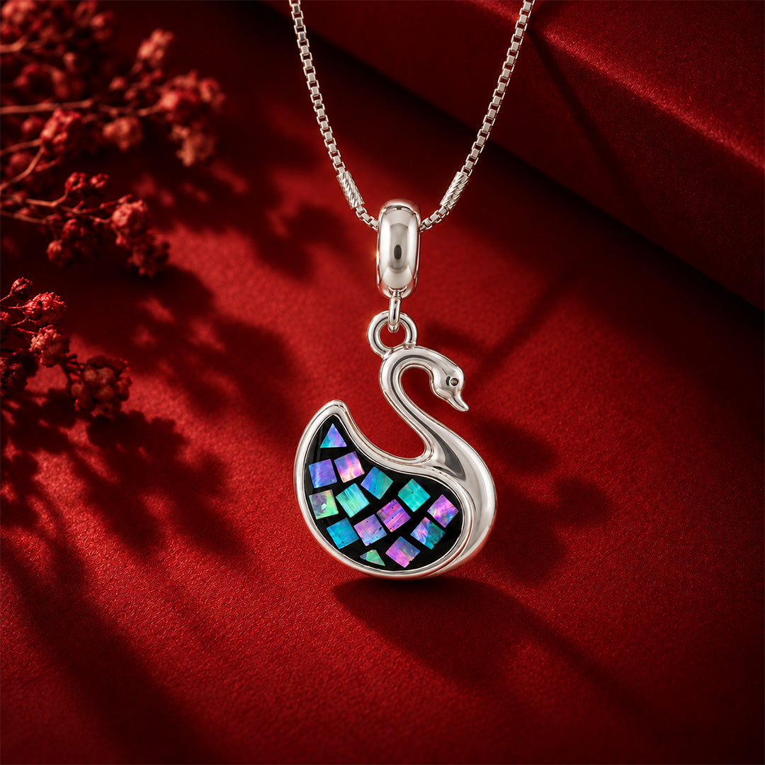 Mosaic Swan Sterling Silver Pendant