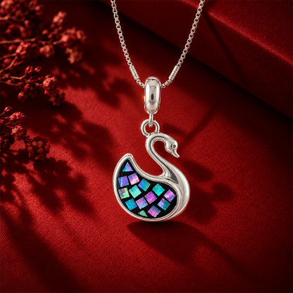 Mosaic Swan Sterling Silver Pendant