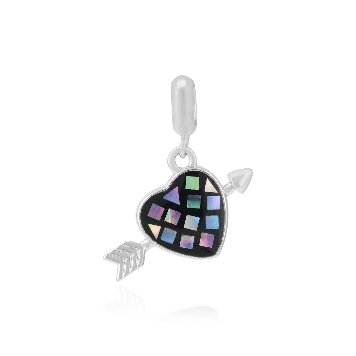 Mosaic Heart Rhodium 925 Arrow Pendants