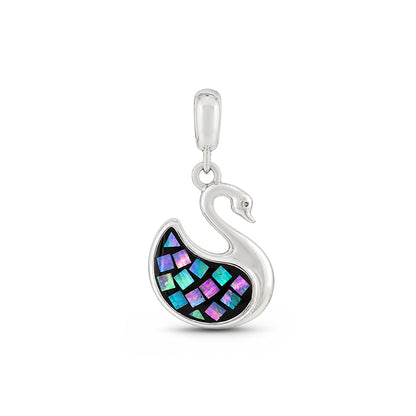 Mosaic Swan Sterling Silver Pendant