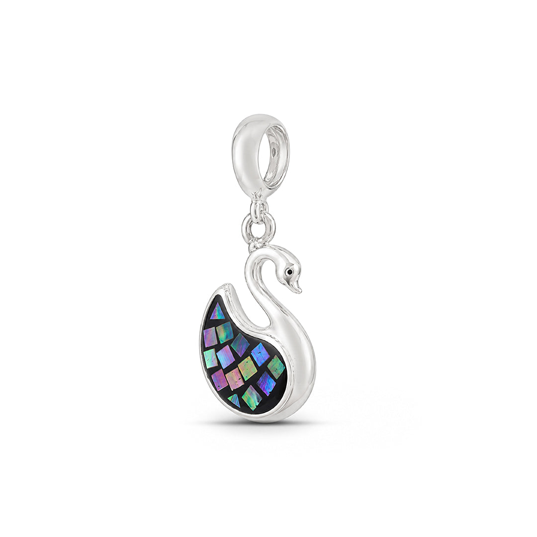 Mosaic Swan Sterling Silver Pendant